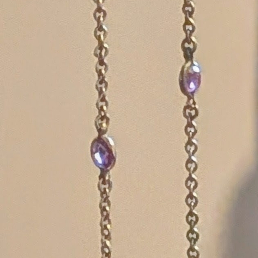 Pewter Silver 48in With Amethyst Every Two Inches Vintage